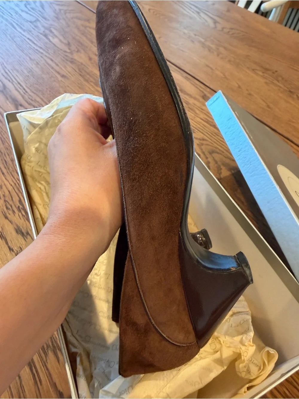 Vintage Christian Dior Brown Suede Pumps Heels Size 6 w/ Original Box